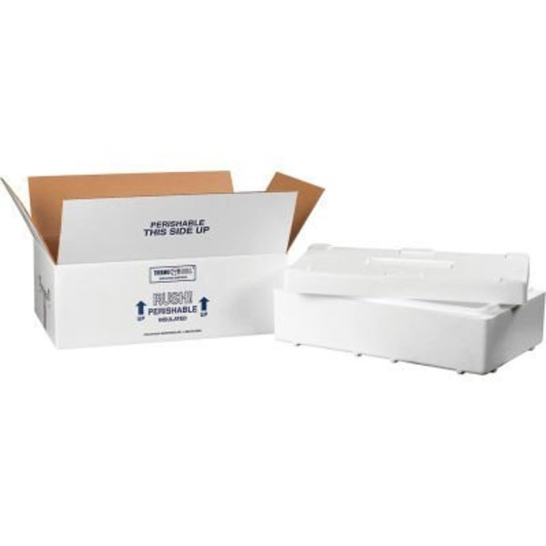 The Packaging Wholesalers Foam Insulated Shipping Kit, 19-1/2"L x 11-1/2"W x 4-1/8"H, White 260C